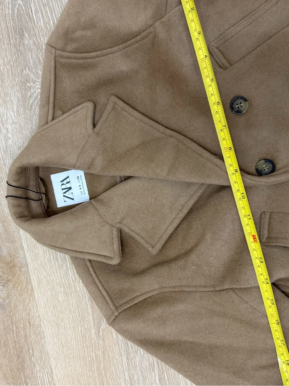 ZARA Girls Camel Wool Blend Double Breasted Peacoat Jacket Size 8-9